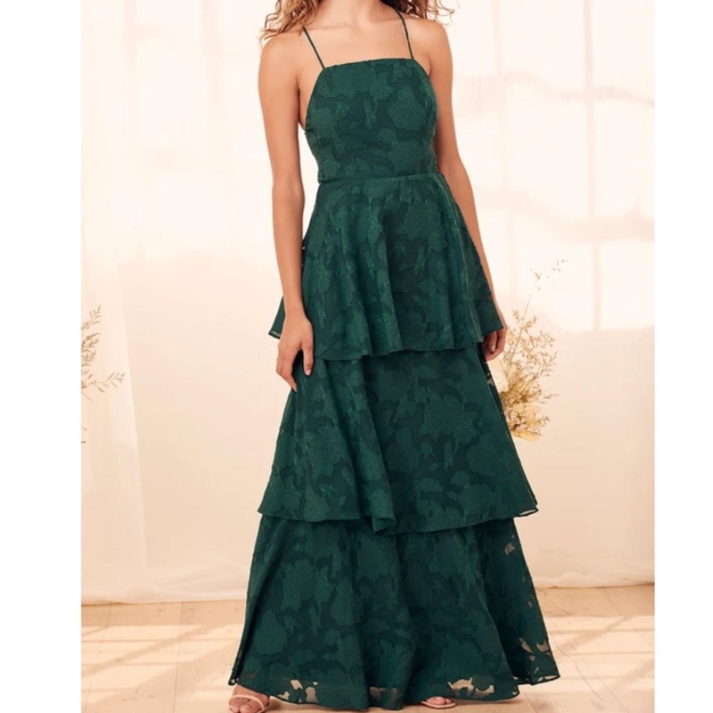 Lulu's Forest Green Tiered Maxi Dress
